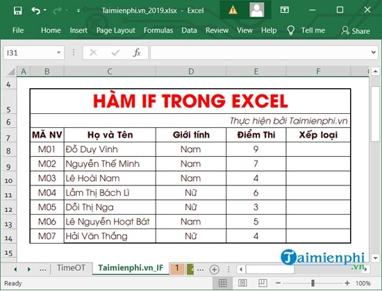 hàm if trong excel