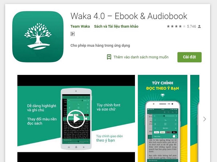 Phần mềm đọc sách Waka