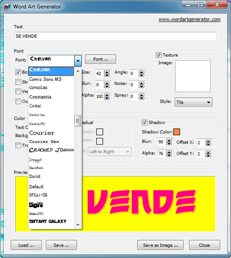 Word Art Generator phần mềm chèn chữ vào ảnh