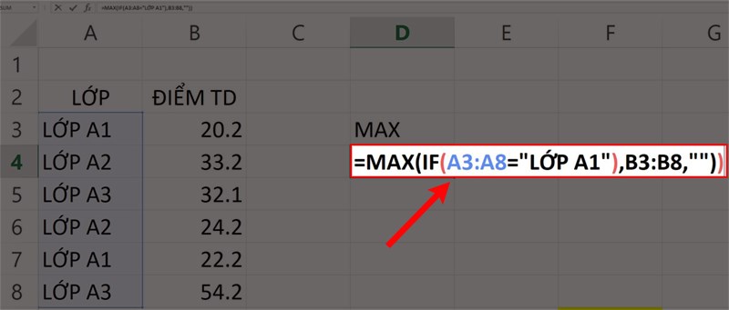  Tìm giá trị lớn nhất có điều kiện trong Excel