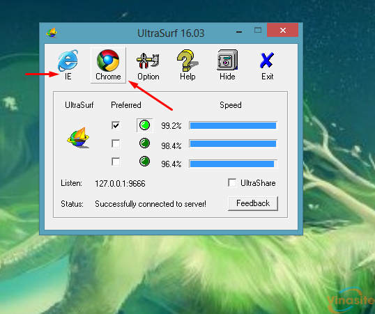 Hướng dẫn sử dụng phần mềm fake IP Ultrasurf