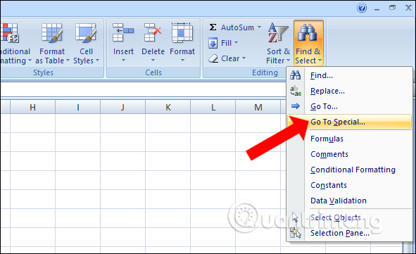 Tìm kiếm nội dung trên Excel