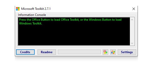 Giao diện Microsoft Toolkit sau khi giải nén và kích hoạt