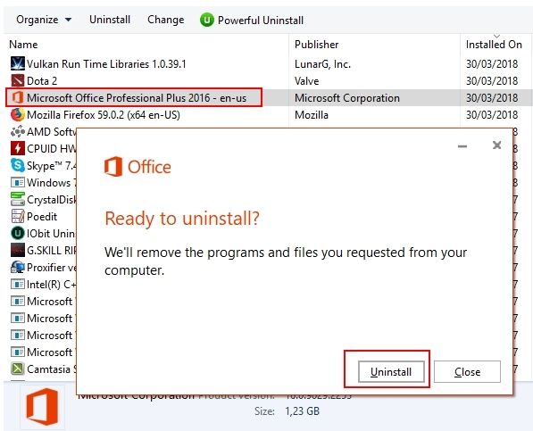 Xóa các phiên bản Microsoft Office khác đang được sử dụng