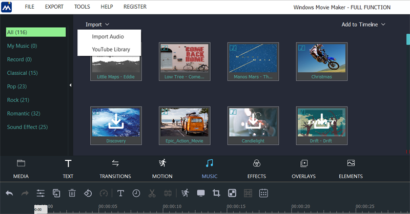 Thêm file âm thanh trong Windows Movie Maker