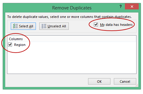 Hàm xóa dữ liệu trùng nhau trong Excel