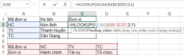 Cách sử dụng hàm Hlookup trong excel và cú pháp cụ thể - Ảnh 2