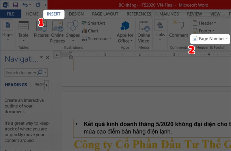 Chọn Page Number