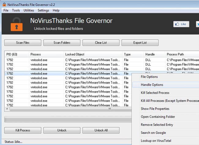 Phần mềm NoVirusThanks File Governor