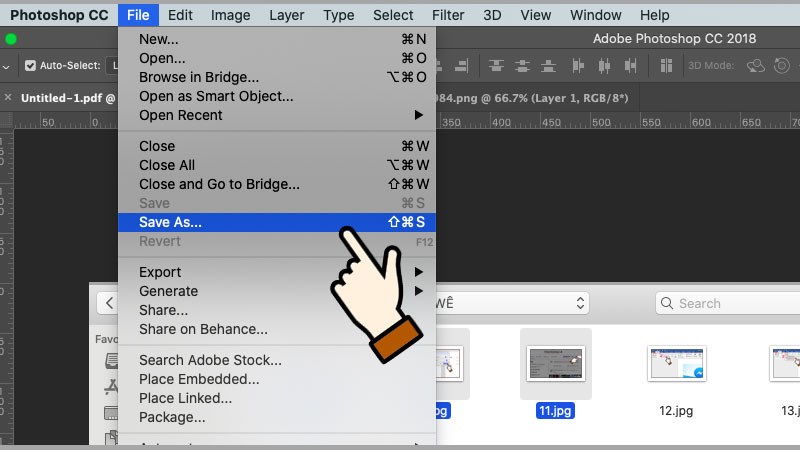 Mở Adobe Photoshop có hình ảnh bạn muốn lưu dạng PDF, chọn File > Save As.