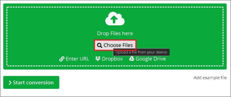 Nhấn vào Choose Files để mở file cần chuyển