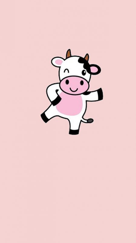 Hình nền bò sữa cute màu hồng