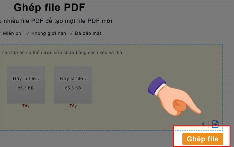 Chọn Ghép file để ghép file PDF lại với nhau.
