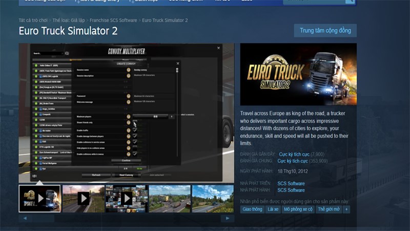 Vào trang tải Euro Truck Simulator 2 trên Steam.