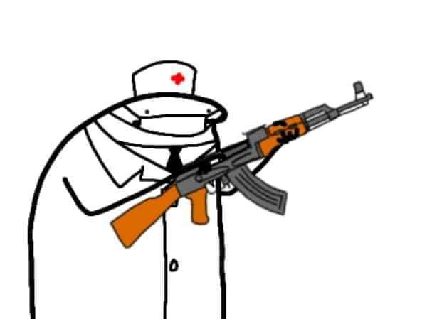 Bác sĩ cầm súng AK47 - Ảnh chế meme