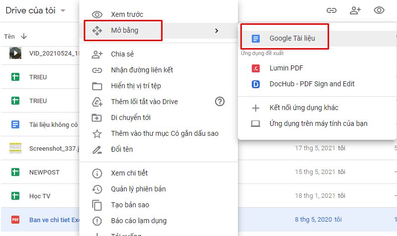 Cách convert file PDF sang Word bằng Google Drive 3