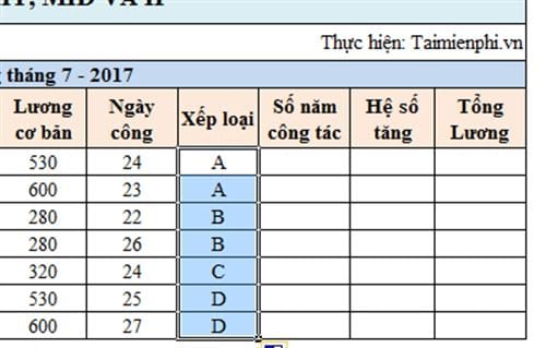 cach tinh luong trong excel su dung ham vlookup hlookup left right mid va if 6