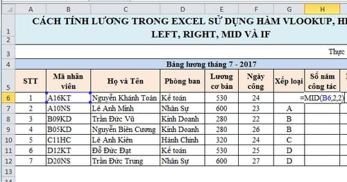cach tinh luong trong excel su dung ham vlookup hlookup left right mid va if 7
