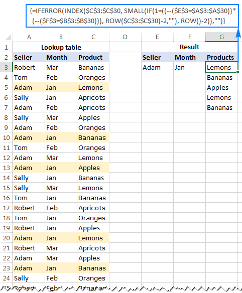 Vlookup with multiple criteria returning multiple matches in a column