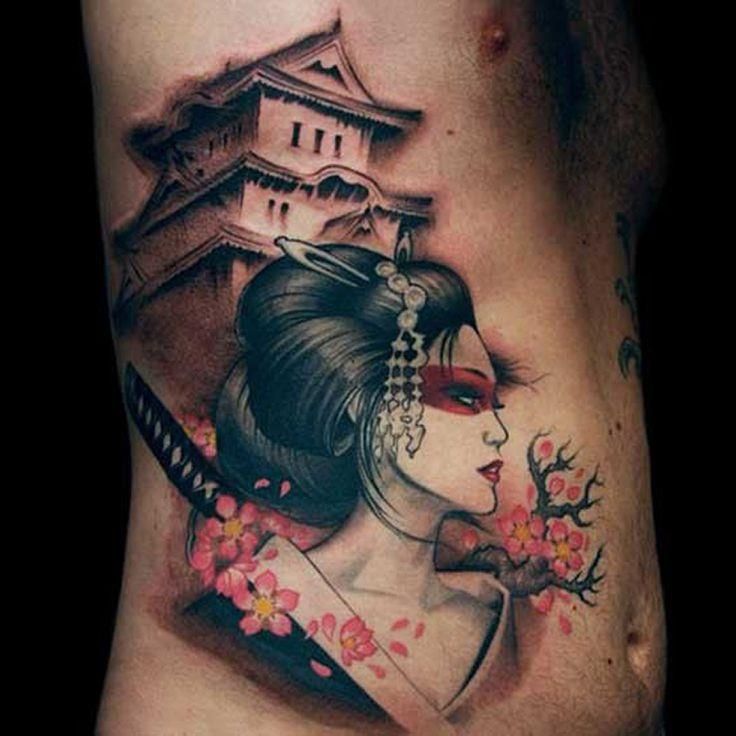 geisha tattoo color torso