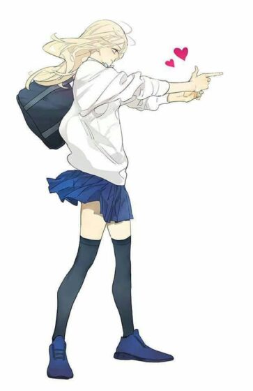 hình avatar anime nữ sinh làm động tác bắn tim