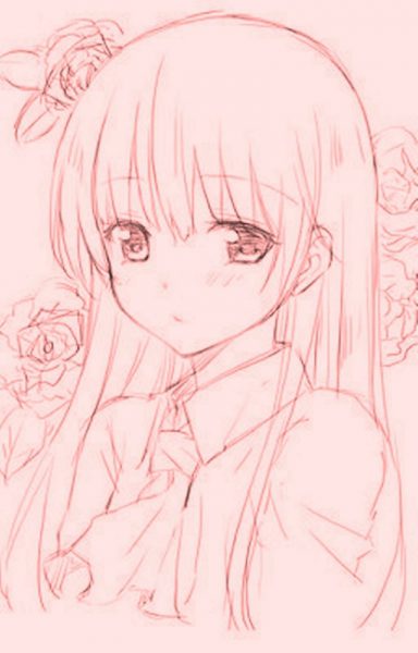 Tranh vẽ anime đẹp trên giấy hồng