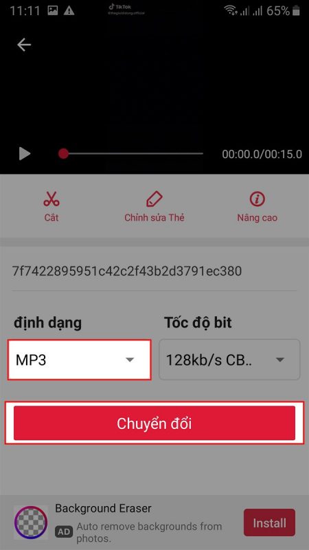 Chọn MP3 tại mục định dạng > Chọn Chuyển đổi