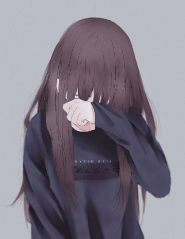 Hình anime nữ buồn khóc