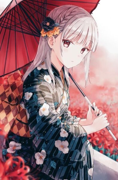 ảnh anime nữ cầm dù