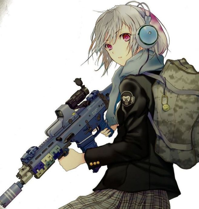 Hình anime nữ cầm súng