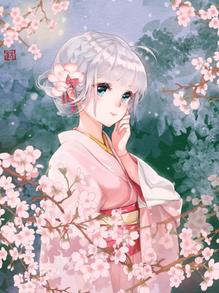 ảnh anime nữ mặc kimono