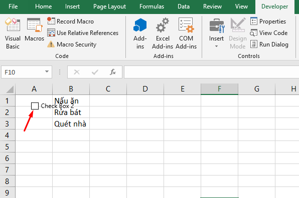 Cách làm, cách tạo checklist trong Excel 7