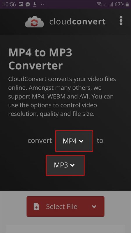 hNhấn biểu tượng mũi tên chọn MP4 tại mục Convert, chọn MP3 tại mục to