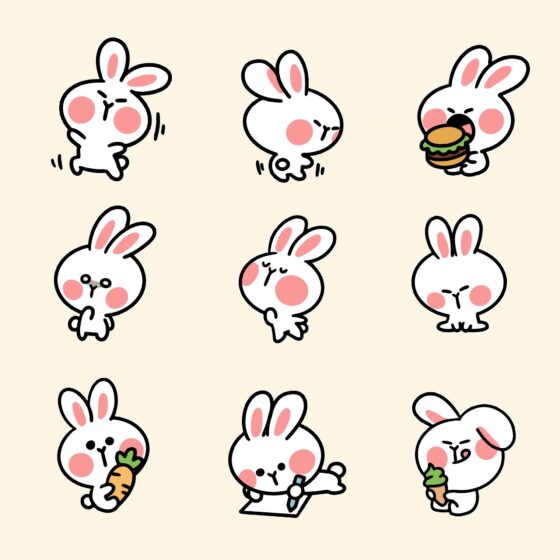 Hình stiker cute con vật - thỏ hồng