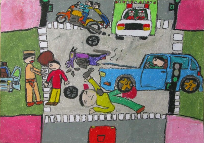 Vẽ tranh an toàn giao thông tai nạn giao thông