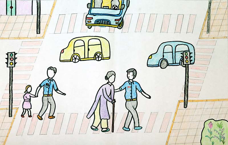 Vẽ tranh vẽ an toàn giao thông đơn giản, cực đẹp